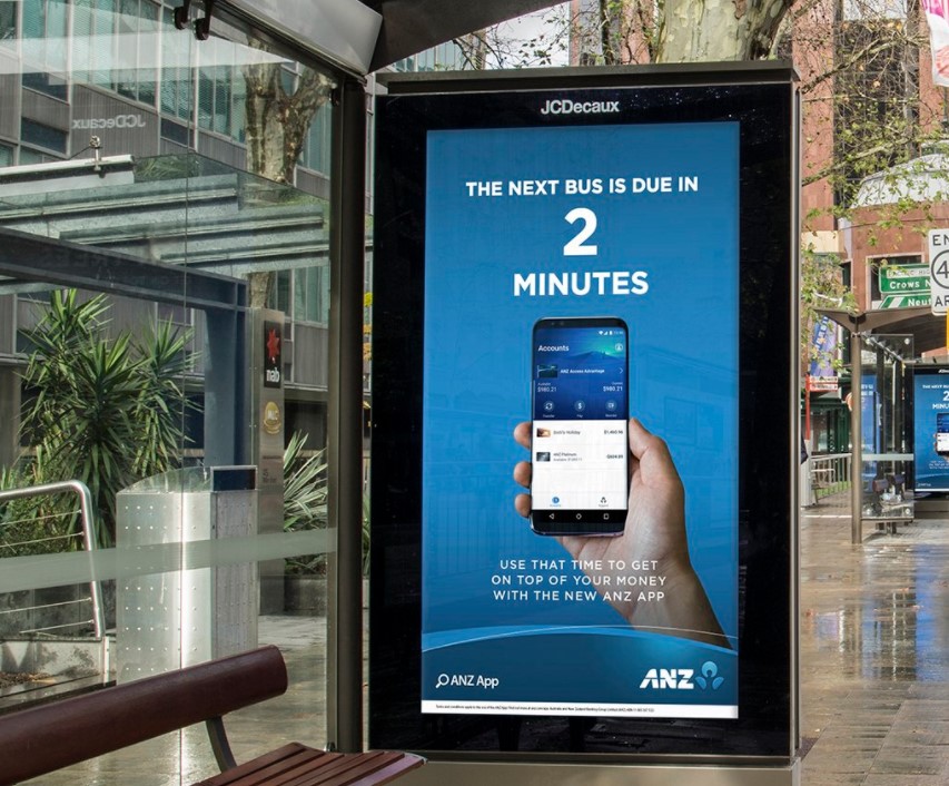Image showing a second DOOH Advertising example on a digital screen at Bus Shelter