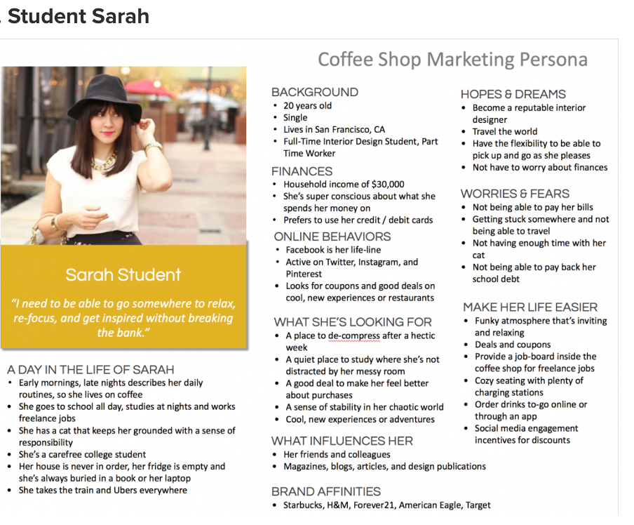 Buyer persona example Sarah
