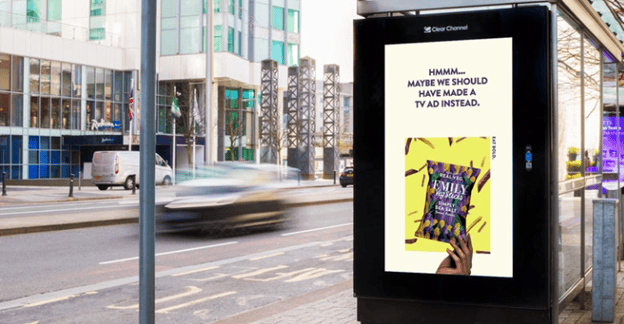 Emily Crisps digital ooh adverts on empty streets during Covid lockdown